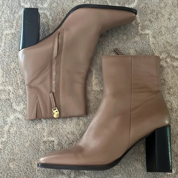 New. Reiss Casey Leather Square Toe Heel Boot size 7 US - Picture 1 of 9